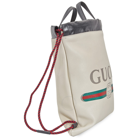 Gucci Logo-Print Drawstring Backpack- White 523586 0GCBT 8821