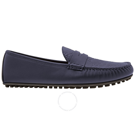 Gucci Men's Signature Driver Kanye Navy Leather Shoe 431063 CWD20 4009