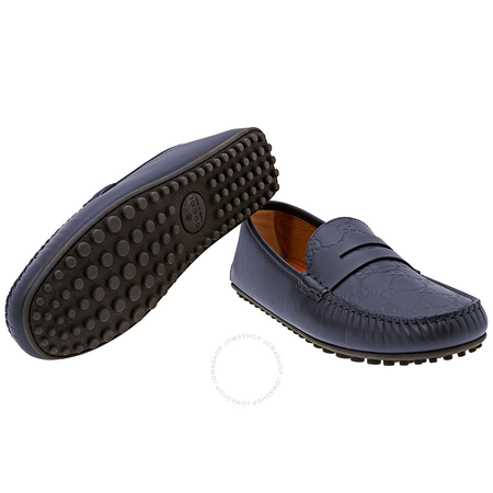 Gucci Men's Signature Driver Kanye Navy Leather Shoe 431063 CWD20 4009