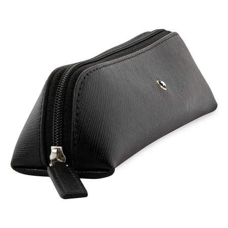 Montblanc Sartorial Black Leather 2 Pen Pouch Zip Top 116766