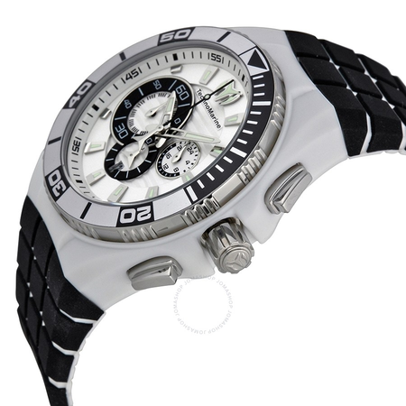 Technomarine TechnoMarine Cruise Locker Chronograph White Dial Black and White Nylon and Silicone Strap Casual Men's Watch 112015R TM-112015R