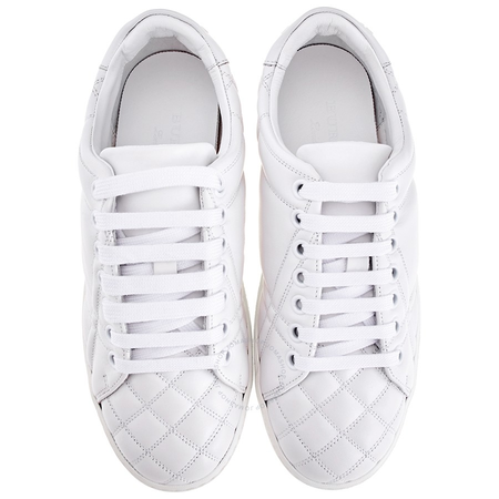 Burberry Ladies Check-Quilted Trainers White Leather Sneakers 4072341