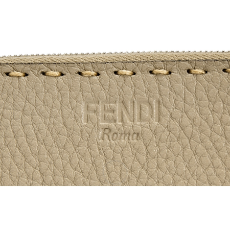 Fendi Ladies Beige Leather Zip Around Wallet 8M0313-SFR-F04Y9