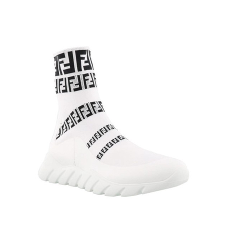 Fendi Men's Italian Luxury Shoes Sneaker Ff White Fd Hightp Ff Knit Snakrs 7E1163-A3XH-F0Z5V