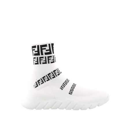 Fendi Men's Italian Luxury Shoes Sneaker Ff White Fd Hightp Ff Knit Snakrs 7E1163-A3XH-F0Z5V