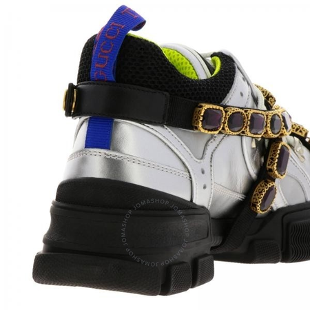 Gucci Ladies Silver Flashtrek Sneaker With Removable Crystals 537133 DORA0 8188