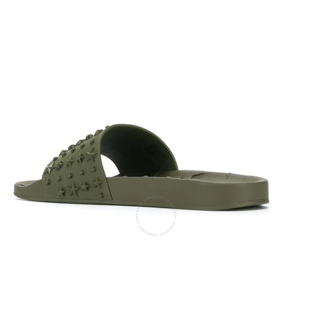 Jimmy Choo Men's Rey Army Star Embossed Sliders 194 REY/M ERU ARMY/ARMY
