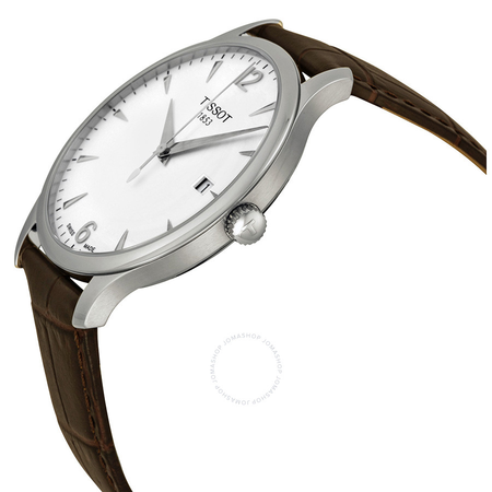 Tissot T Classic Tradition Silver Dial Brown Leather Men's Watch T0636101603700 T063.610.16.037.00