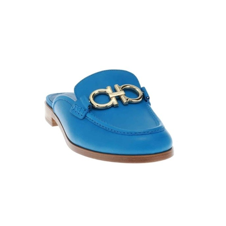 Ferragamo Blue Casual Gancini Viggio Flats 01P109 709047