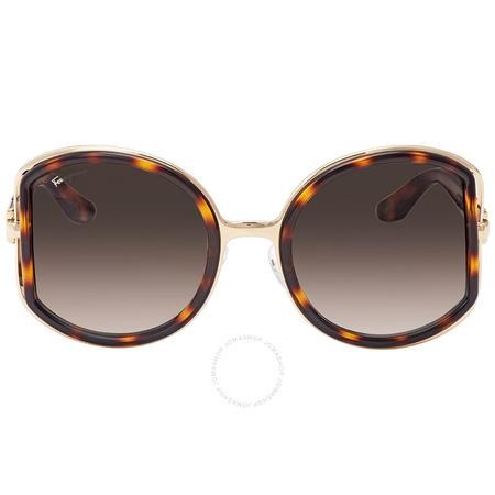Ferragamo Brown Gradient Round Sunglasses SF719S 238 52