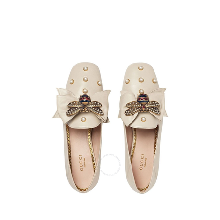 Gucci Ladies Ballet Flat With Pearl Studs 505293 BKO00 9526