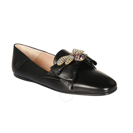 Gucci Ladies Bee and Bow Motif Loafers 505291 BKO00 1000