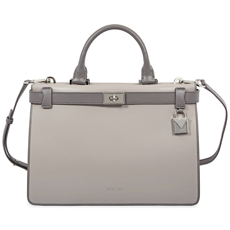 Michael Kors Tatiana Medium Leather Satchel- Grey 30F8ST0S2T-864