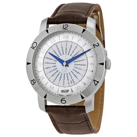 Tissot Heritage Navigator Silver Dial Brown  Leather Men's Watch T0786411603700 T078.641.16.037.00