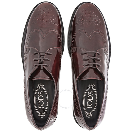 Tod's Womens Brushed Leather Shoes in Dark Red Orange XXW0ZP0R070SHAR007