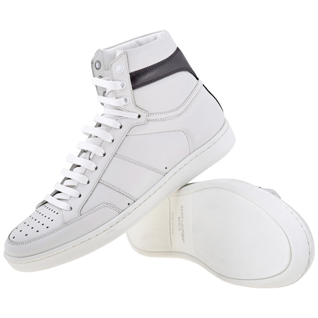 Saint Laurent Men's High Top Lace-up Sneakers in White an Black 418026 0M550 9061