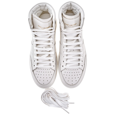 Saint Laurent Men's High Top Lace-up Sneakers in White an Black 418026 0M550 9061