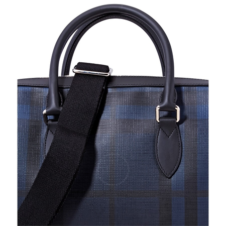 Burberry Medium Leather Trim London Check Briefcase in Blue 3996209
