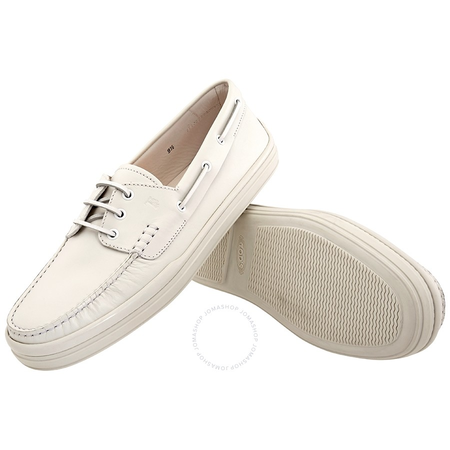 Tod's Men's Boat Shoes in White XXM0YR0P600BR0B001