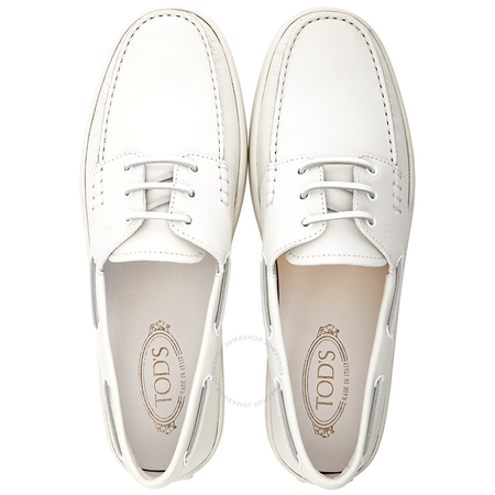 Tod's Men's Boat Shoes in White XXM0YR0P600BR0B001