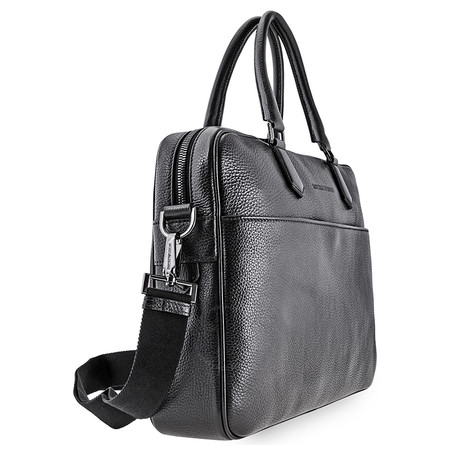 Emporio Armani Men's Black Pebble Leather Briefcase Y4P050-YDE2J-80001
