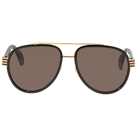 Gucci Gucci Brown Aviator Men's Sunglasses GG0447S 003 58 GG0447S 003 58