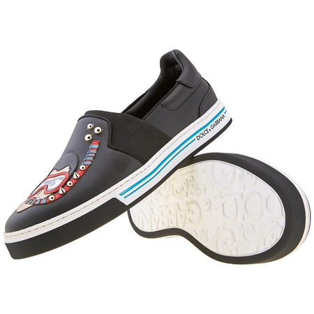 Dolce & Gabbana Mens Footwear Shoes Slip On  Black Skate Des Snorkel CS1599 AU826 8B956