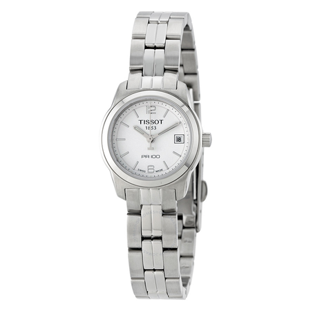 Tissot PR100 White Dial Stainless Steel Ladies Watch T0492101101700 T049.210.11.017.00