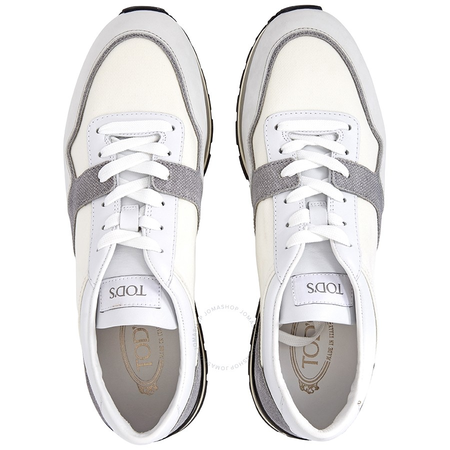 Tod's Men's  Leather Sneakers in White/Cement XXM0XH0Q803FZO444D