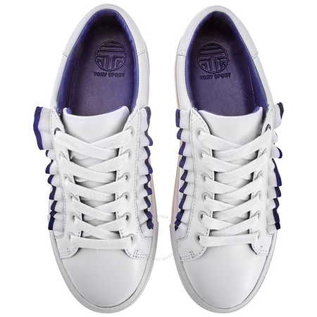 Tory Burch Ladies Sneaker White, Navy Ruffle Sneaker 36558-100