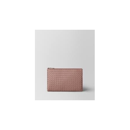 Bottega Veneta Deco Rose Intrecciato Nappa Biletto Zip Pouch 522429V001N6600