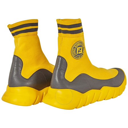 Fendi Men's Stamp Yellow Fd High Top Rubbr Stmplg, Brand Size 6.5 ( US Size 7.5 ) 7E1162-A3XI-F13TA