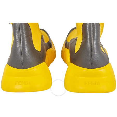 Fendi Men's Stamp Yellow Fd High Top Rubbr Stmplg, Brand Size 6.5 ( US Size 7.5 ) 7E1162-A3XI-F13TA