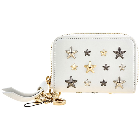 Jimmy Choo Ladies Cadet Zipard Leather W Stars 184 CADET LTR WHITE/METALLIC MIX