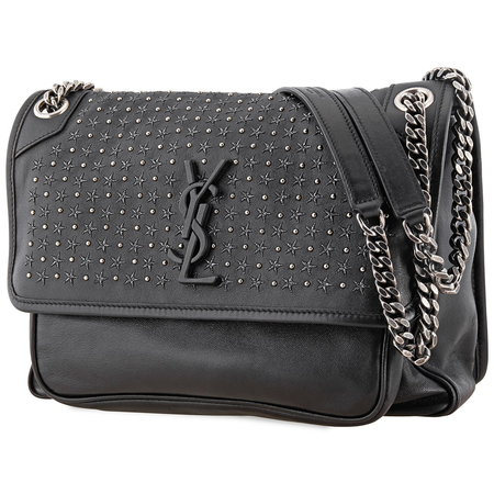 Saint Laurent Ladies Niki Medium in Lambskin with Lurex Stars 49889403U641078
