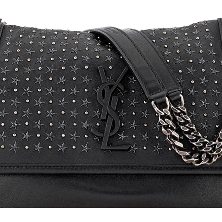 Saint Laurent Ladies Niki Medium in Lambskin with Lurex Stars 49889403U641078