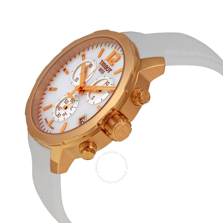 Tissot Quickster Chronograph Mother Of Pearl Dial White Silicone Ladies Sports Watch T095.417.37.117.00