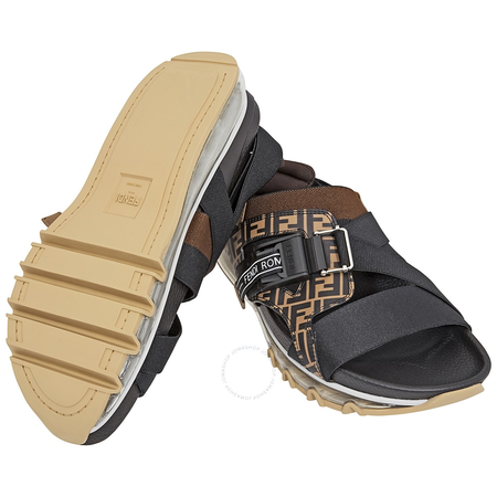 Fendi Men's Black Brown Running Sandals 7X1225-A647-F15VV