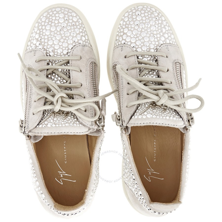 Giuseppe Zanotti Ladies Silver Sneakers All Over Strass RW80066