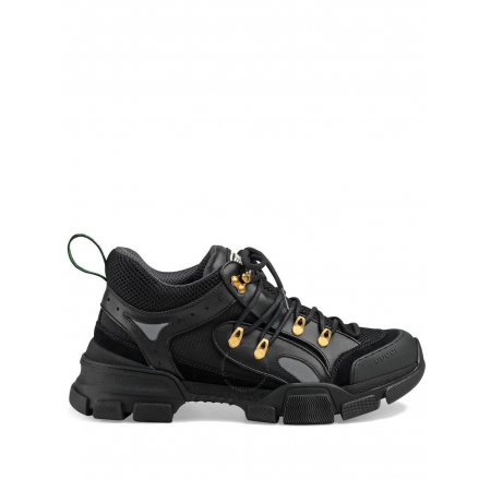 Gucci Men's Black Leather Flashtrek Sneaker 543149 GGZ80 1079