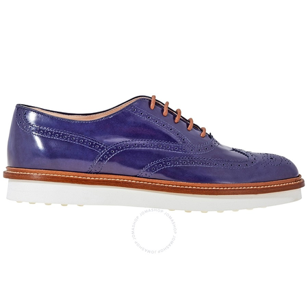 Tod's Womens Platform Wingtip Oxford Leather Lace  Brogue Shoes in Light Blue XXW0WM00N50BHHU800