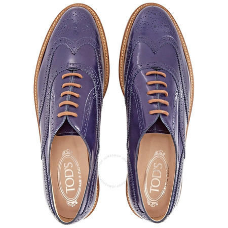 Tod's Womens Platform Wingtip Oxford Leather Lace  Brogue Shoes in Light Blue XXW0WM00N50BHHU800