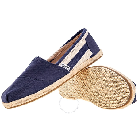 Toms Ladies Slip On Navy Stripe University Classic Alpargata Flat 10005419