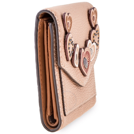 Coach Ladies Small Leather Wallet- Beige Hearts 29747 DKEQO