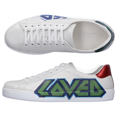 Gucci Men's Ace Sneakers With Loved Print 548758 A38V0 9062
