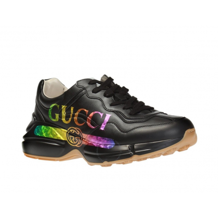 Gucci Rhyton Leather Sneaker With Gucci Logo 552851 DRW00 1000