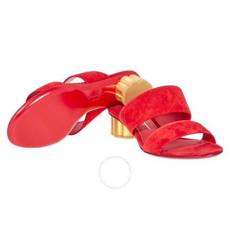 Salvatore Ferragamo Flower Heel Sandal in Orange Red FR01M660-671036