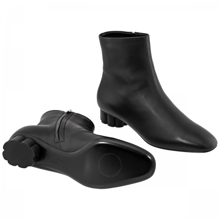 Salvatore Ferragamo Ladies Black Flower Heel Boots 01N311 693095