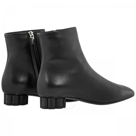 Salvatore Ferragamo Ladies Black Flower Heel Boots 01N311 693095