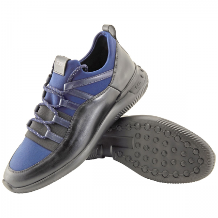 Tod's Men's Black and Blue Runner Sneaker in Leather XXM91B0AI60JY7RT69